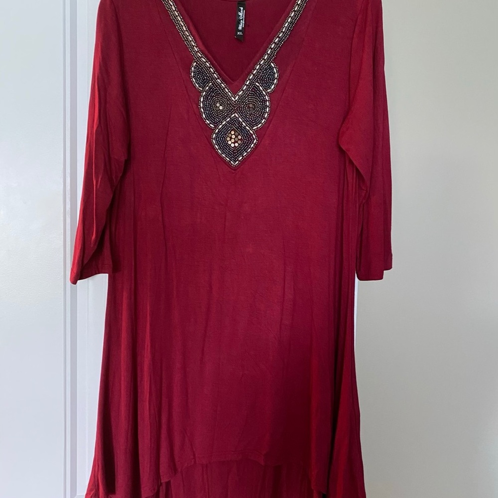 Burgandy Embellished Tunic